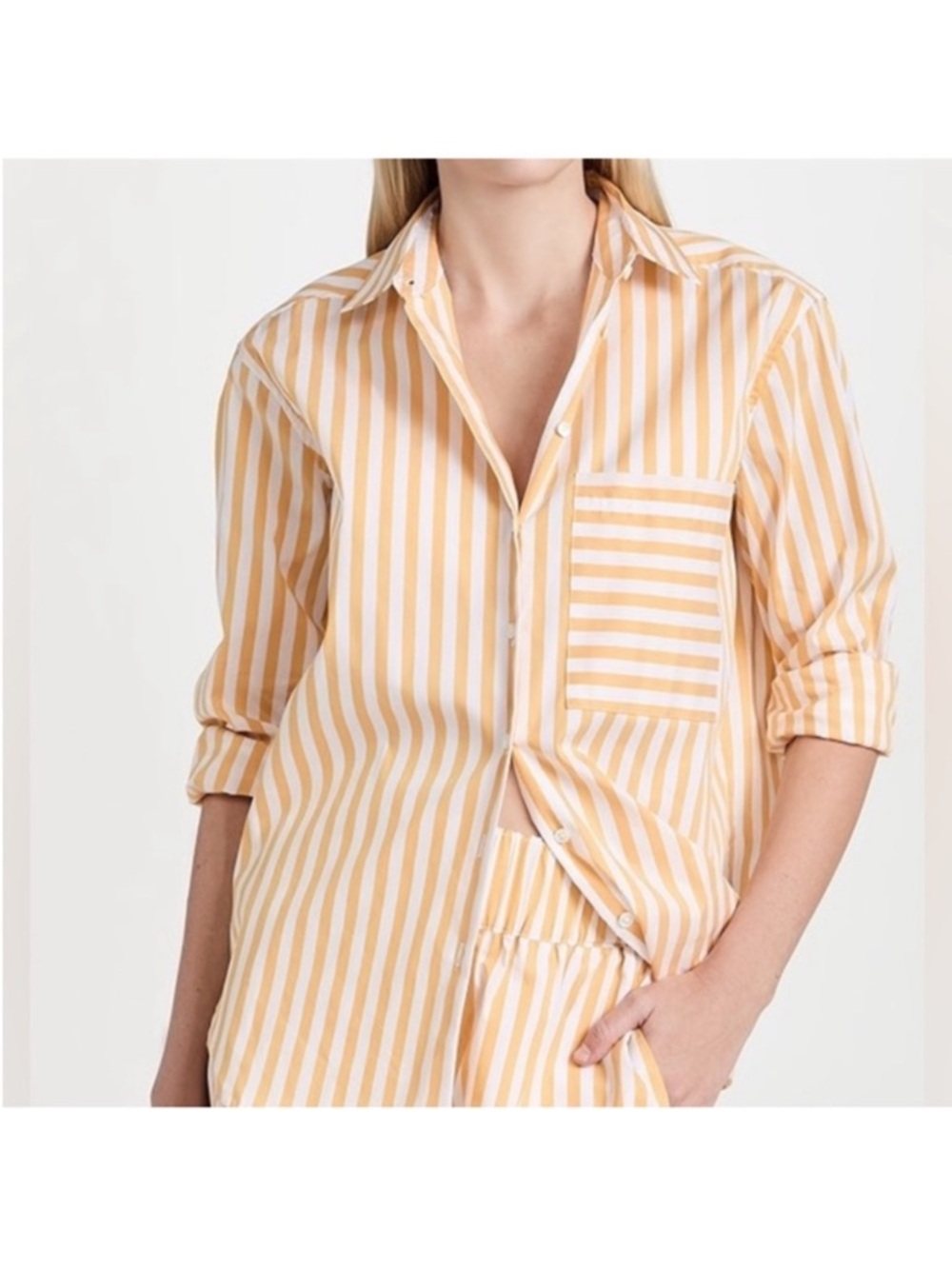 AYR The Deep End Shirt medium Yellow White Stripe Oversized Button Up